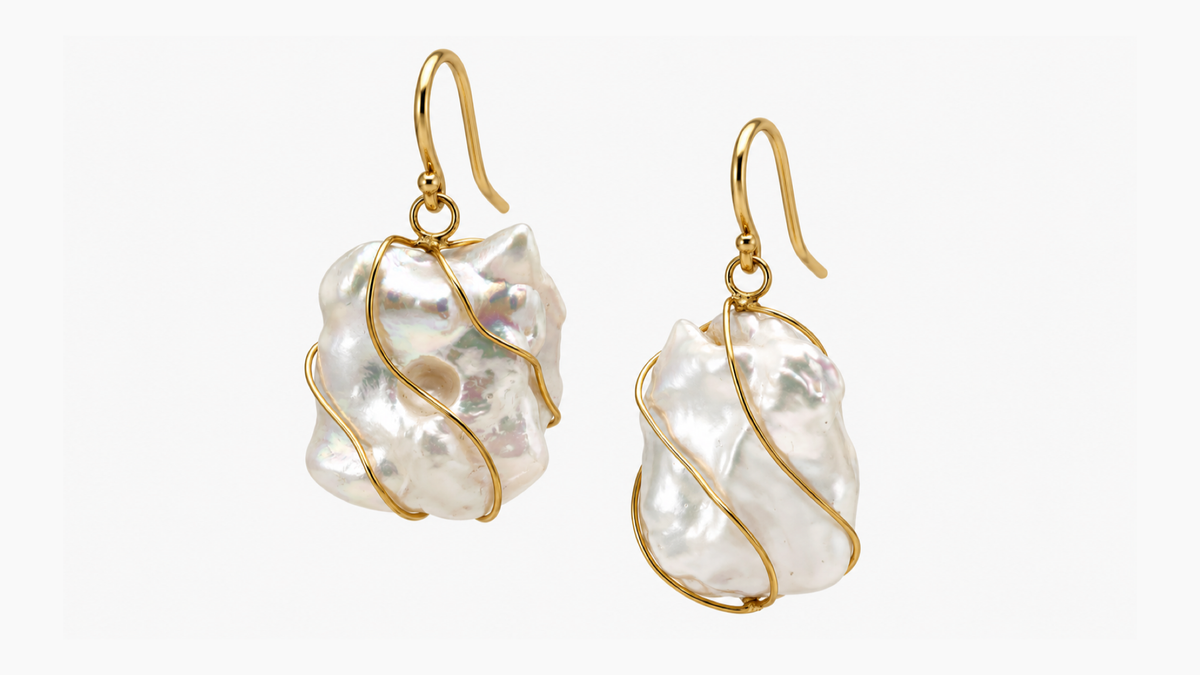 Freshwater Pearl Shepherd Hook Earrings in 9ct yellow gold