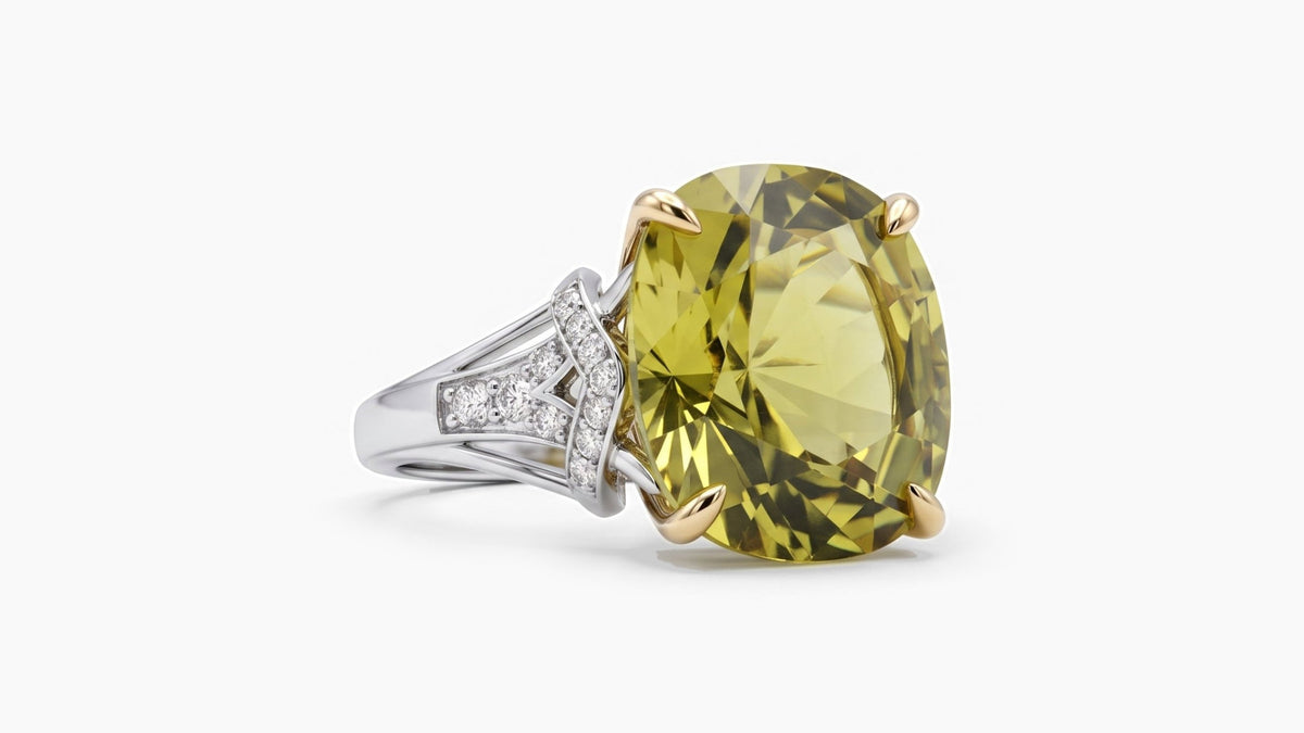 11.13ct Precision Cut Citrine & Diamond Ring — SKU 9813