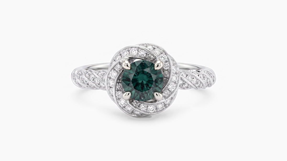 1.08ct Australian Blue-Green Sapphire & Diamond Ring — SKU 9819