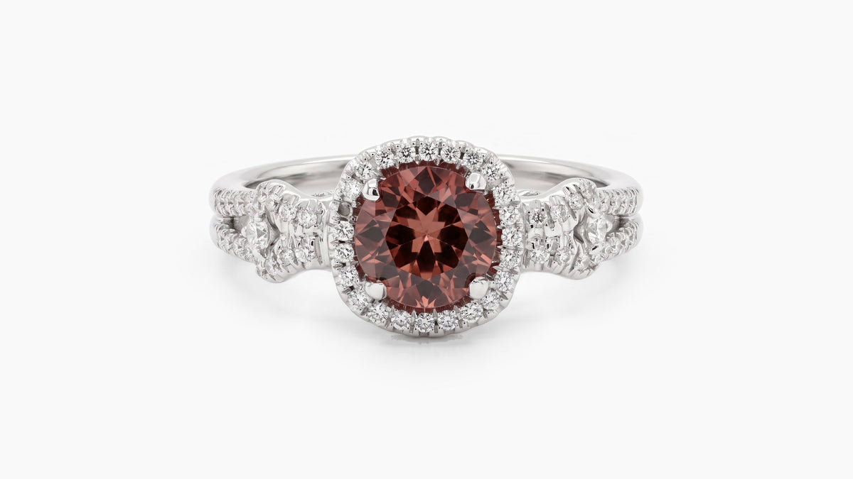 1.05ct Dark Pink Tourmaline & Diamond Split Ring — SKU 9821