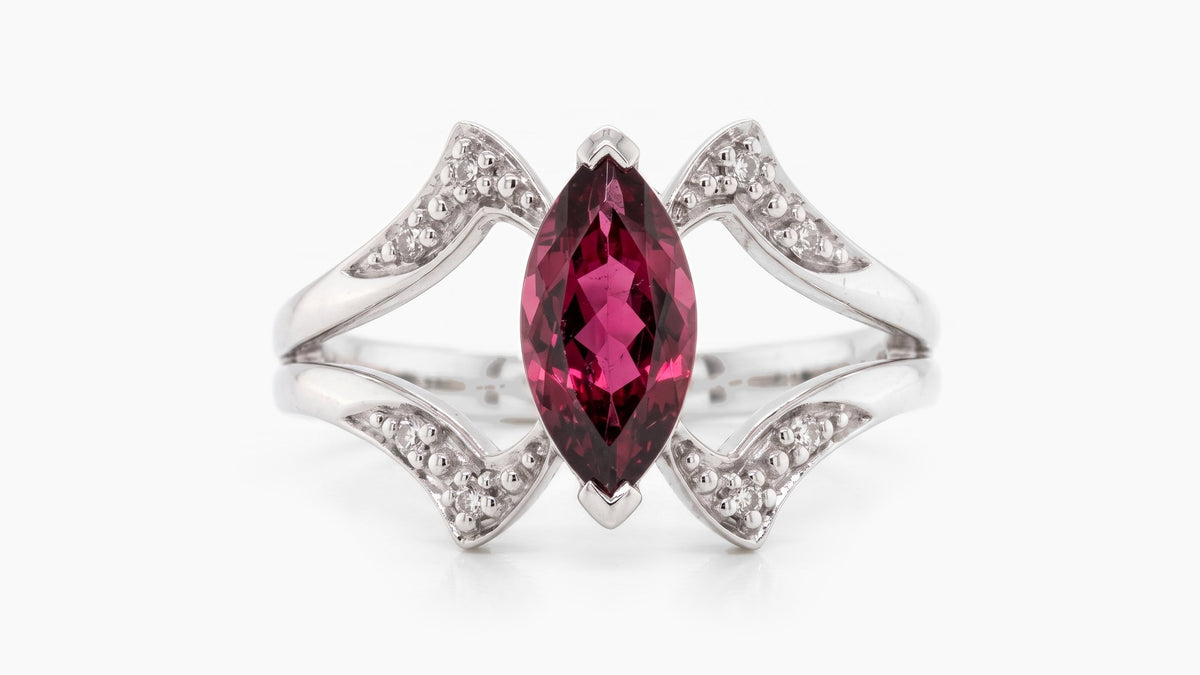 1.09ct Marquise Cut Pink Tourmaline & Diamond Ring — SKU 9822