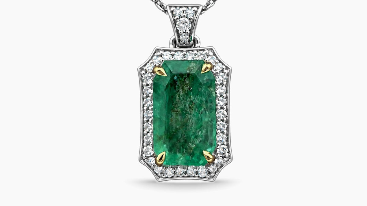 Emerald & Diamond Pendant — SKU 9864