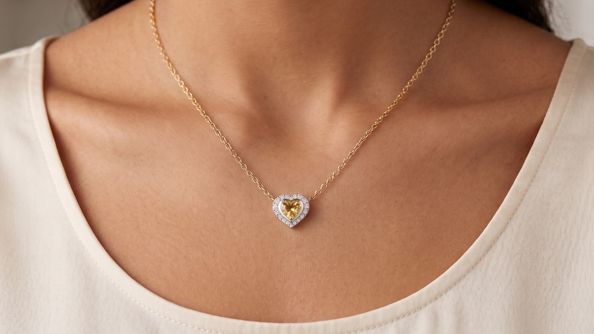 Yellow Sapphire & Diamond Pendant