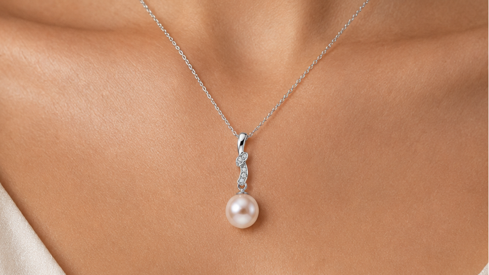 Freshwater Pearl & Diamond Pendant