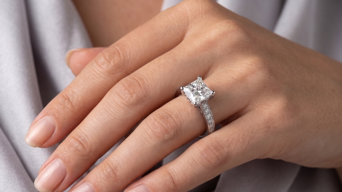 3.07ct Princess Cut Lab Diamond Ring