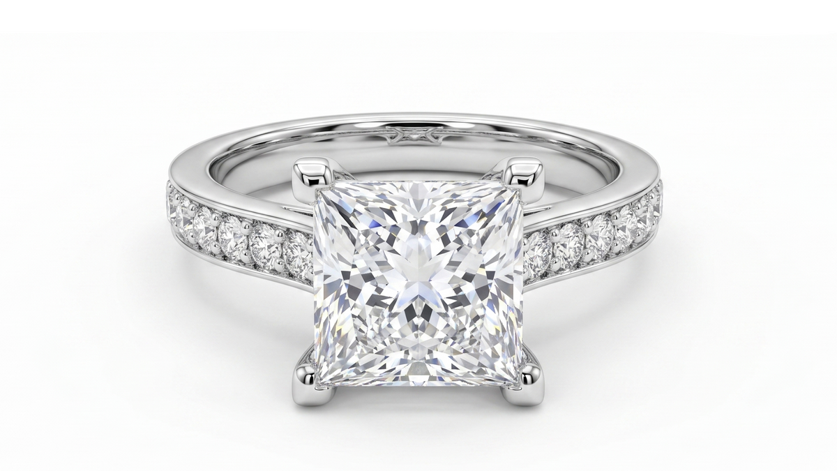 3.07ct Princess Cut Lab Diamond Ring