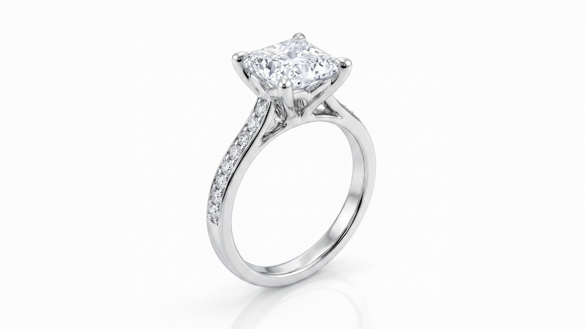 3.07ct Princess Cut Lab Diamond Ring