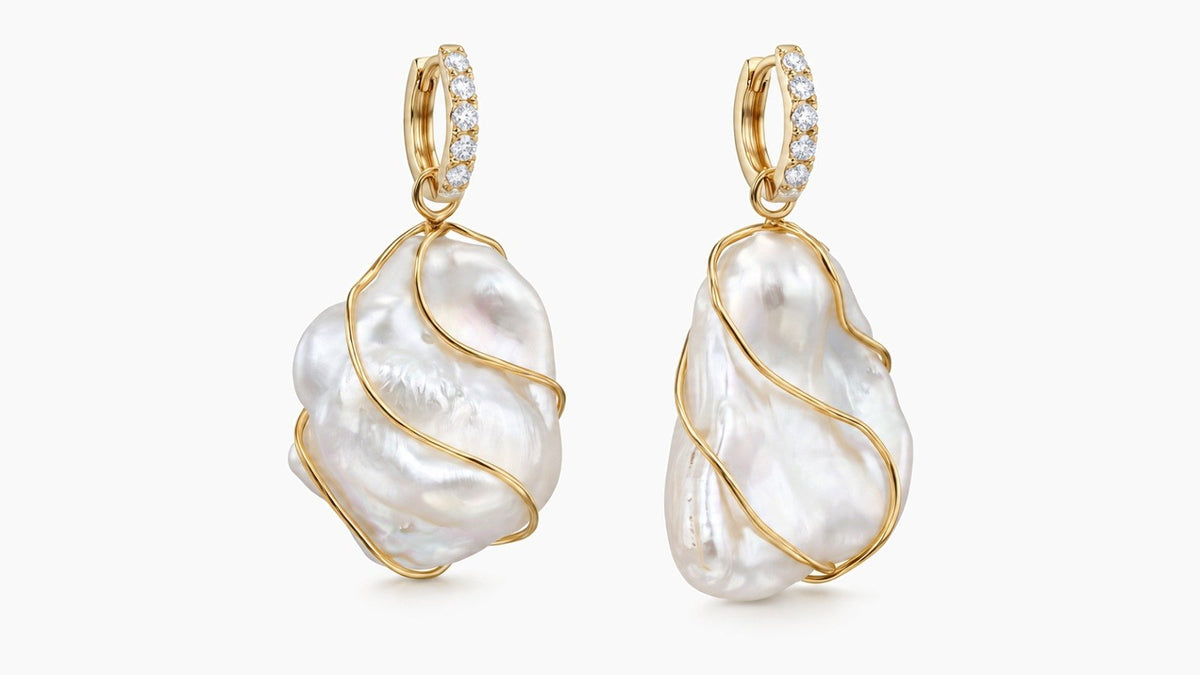 Freshwater Pearl & Diamond Drop Earrings