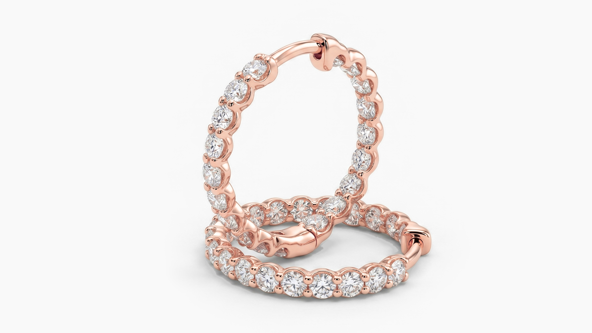 Diamond Inside-Out Hoop Earrings in Rose Gold