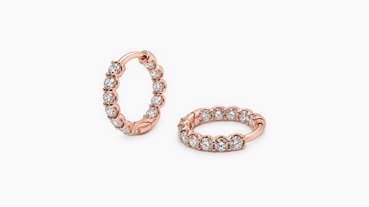 15mm Inside-Out Diamond Hoop Earrings in rose gold