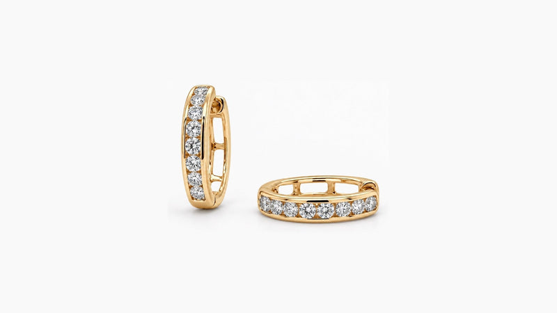 Channel Set Diamond Hoop Earrings