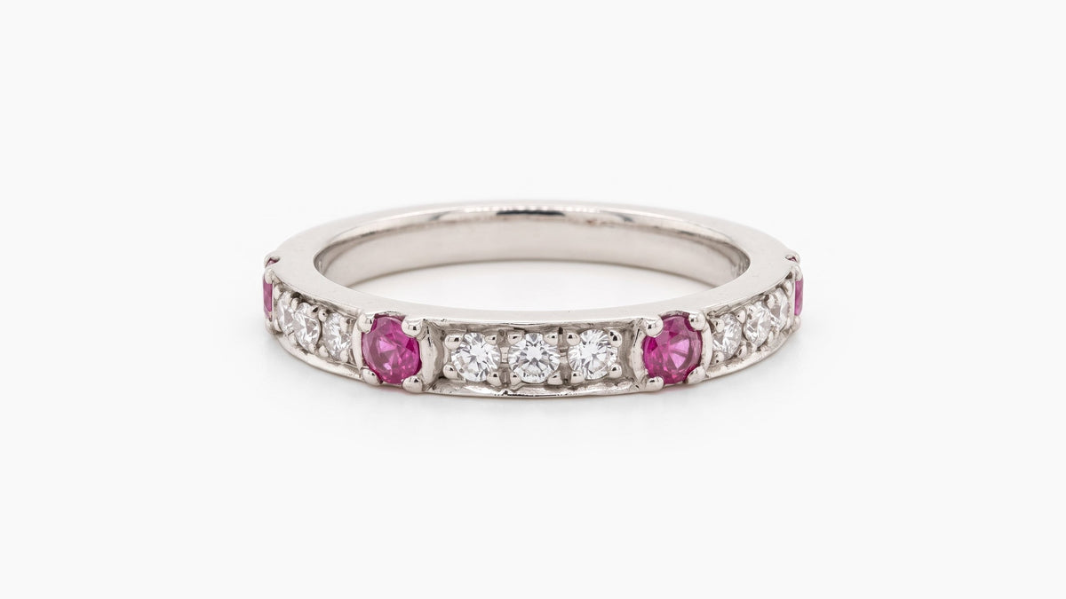 Pink Sapphire & Diamond Band — SKU 9261