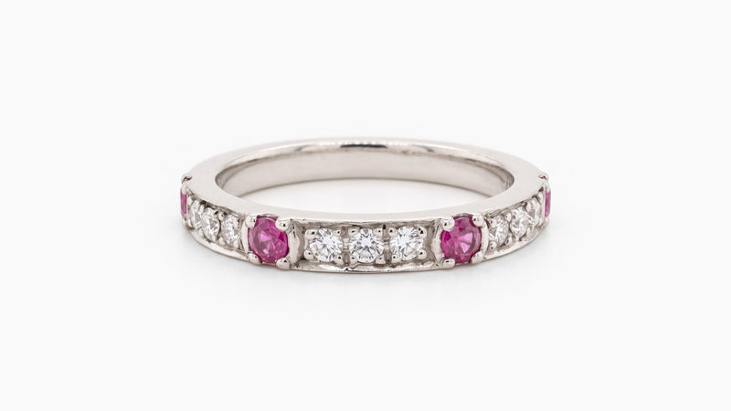 Pink Sapphire & Diamond Band