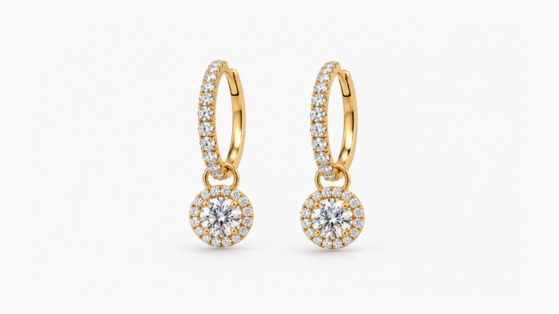 Graduated Lab Diamond Halo Drop Earrings