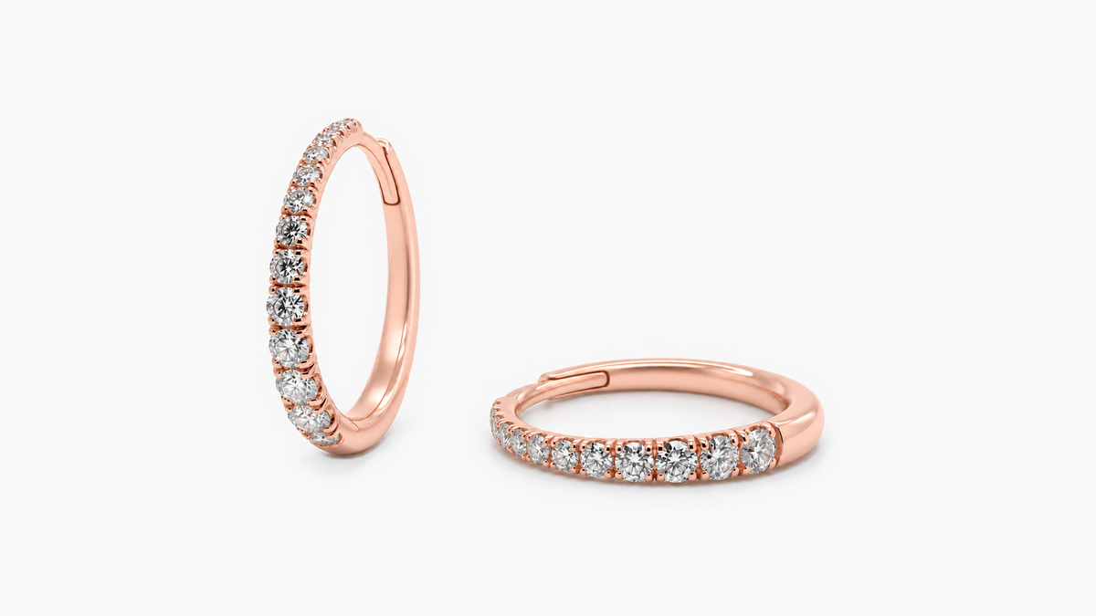 20mm Graduated Diamond Hoop Earrings in rose gold