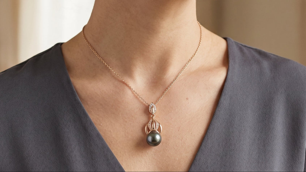 Tahitian Pearl & Diamond Pendant