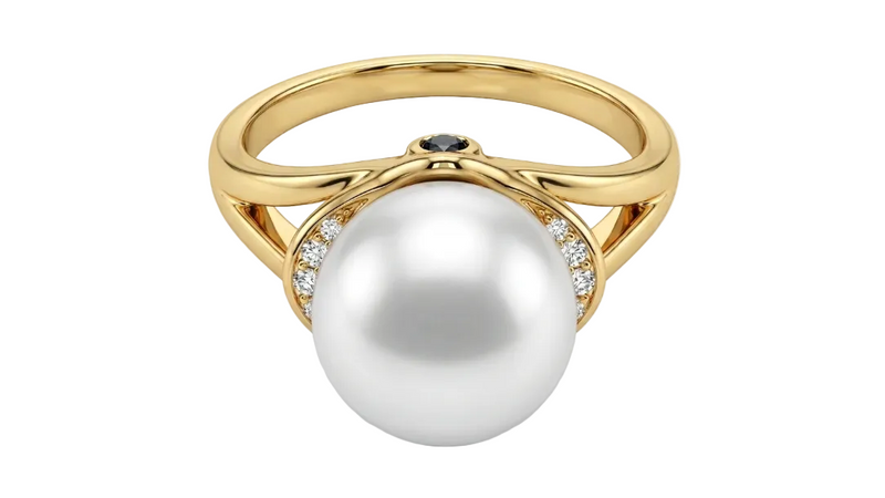 White Freshwater Pearl & Diamond Ring