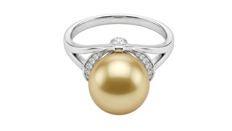 Golden Sea Pearl & Diamond Ring