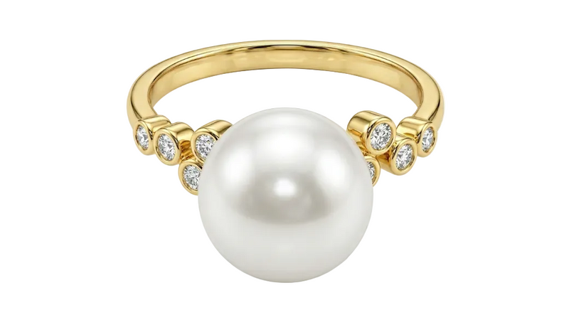 White Freshwater Pearl & Diamond Ring