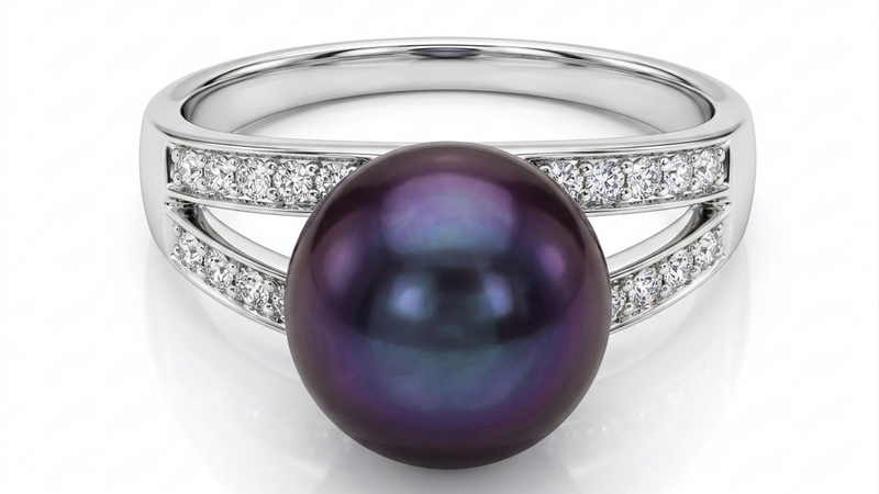 Purple Freshwater Pearl & Diamond Ring