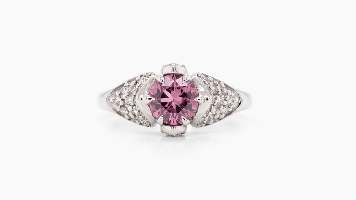 0.99ct Light Pink Garnet & Diamond Ring — SKU 9825