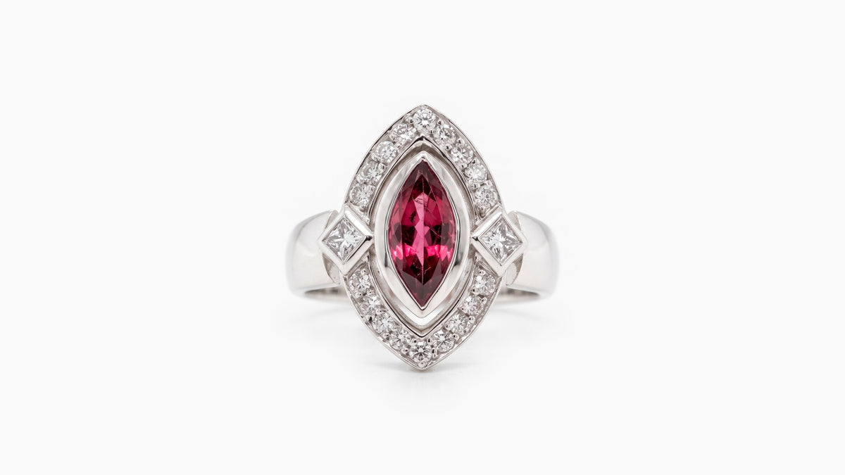 1.54ct Dark Pink Garnet & Diamond Ring — SKU 9826
