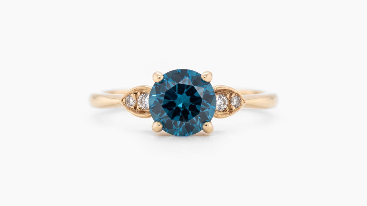 1.30ct Blue Topaz & Diamond Ring — SKU 9827