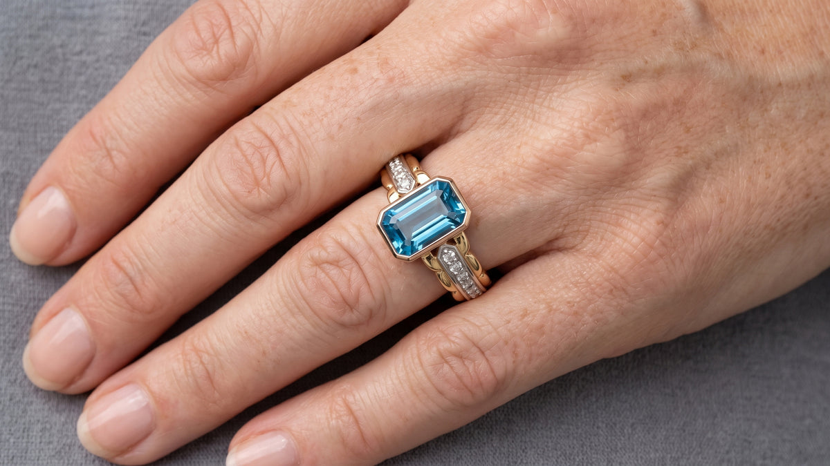 Topaz & Diamond Ring shown on hand — SKU 9830