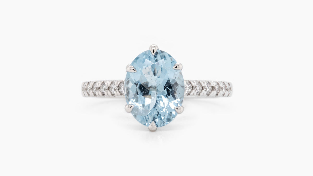 Aquamarine & Diamond Ring