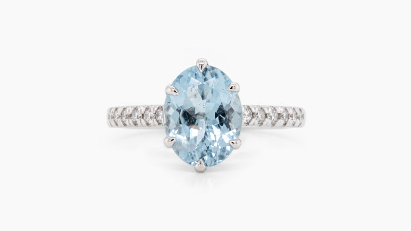 Aquamarine & Diamond Ring