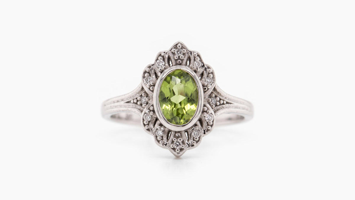 Peridot & Diamond Ring — SKU 9832