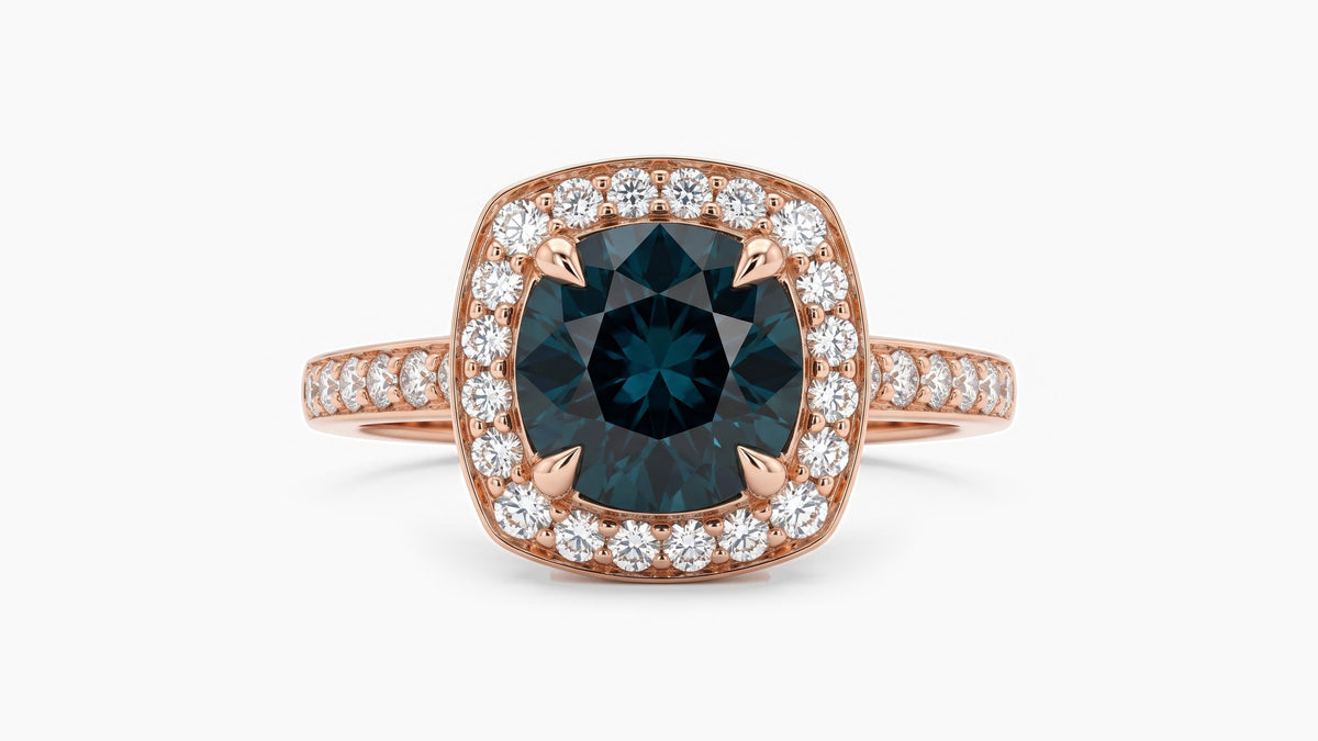 London Blue Topaz & Diamond Rose Gold Ring — SKU 9834