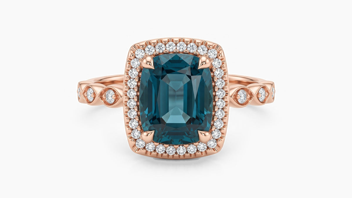 3.00ct London Blue Topaz & Diamond Ring — SKU 9836