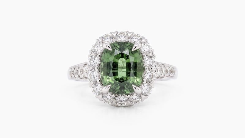 Green Sapphire & Diamond Ring