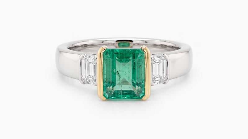 Emerald & White Sapphire Ring