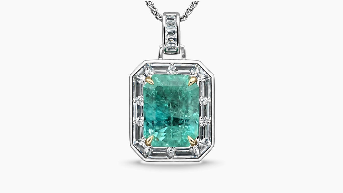 Emerald & White Sapphire Pendant — SKU 9860