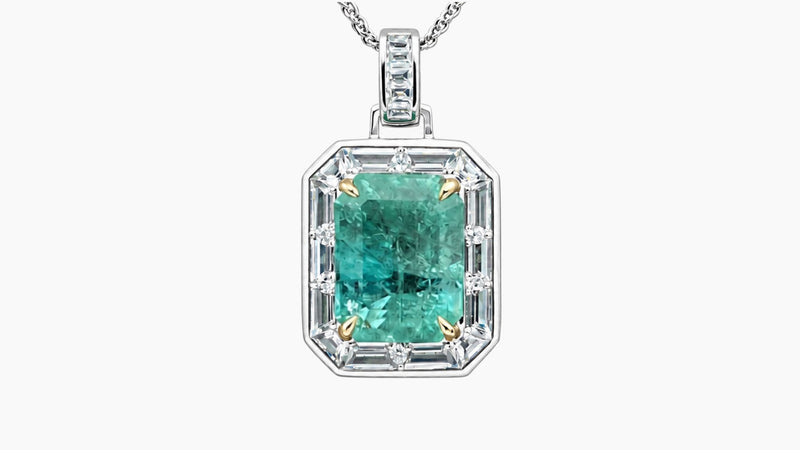 Emerald & White Sapphire Pendant