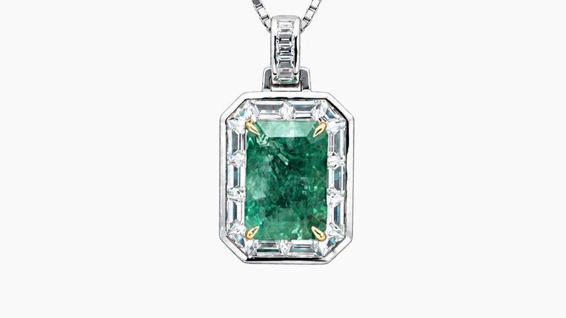Emerald & White Sapphire Pendant