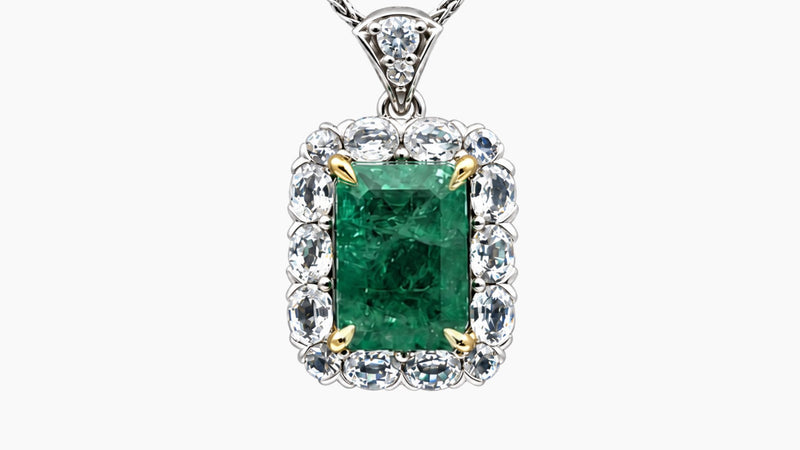 Emerald & White Sapphire Pendant