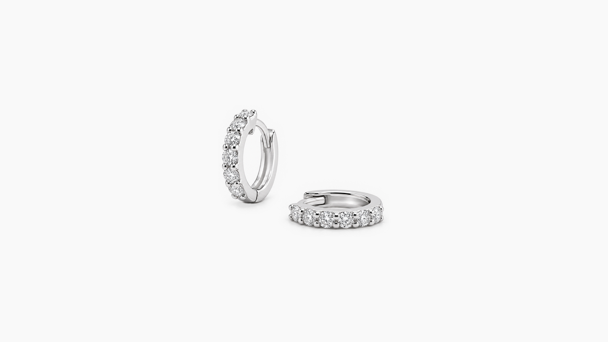 10mm Diamond Loop Earrings in white gold