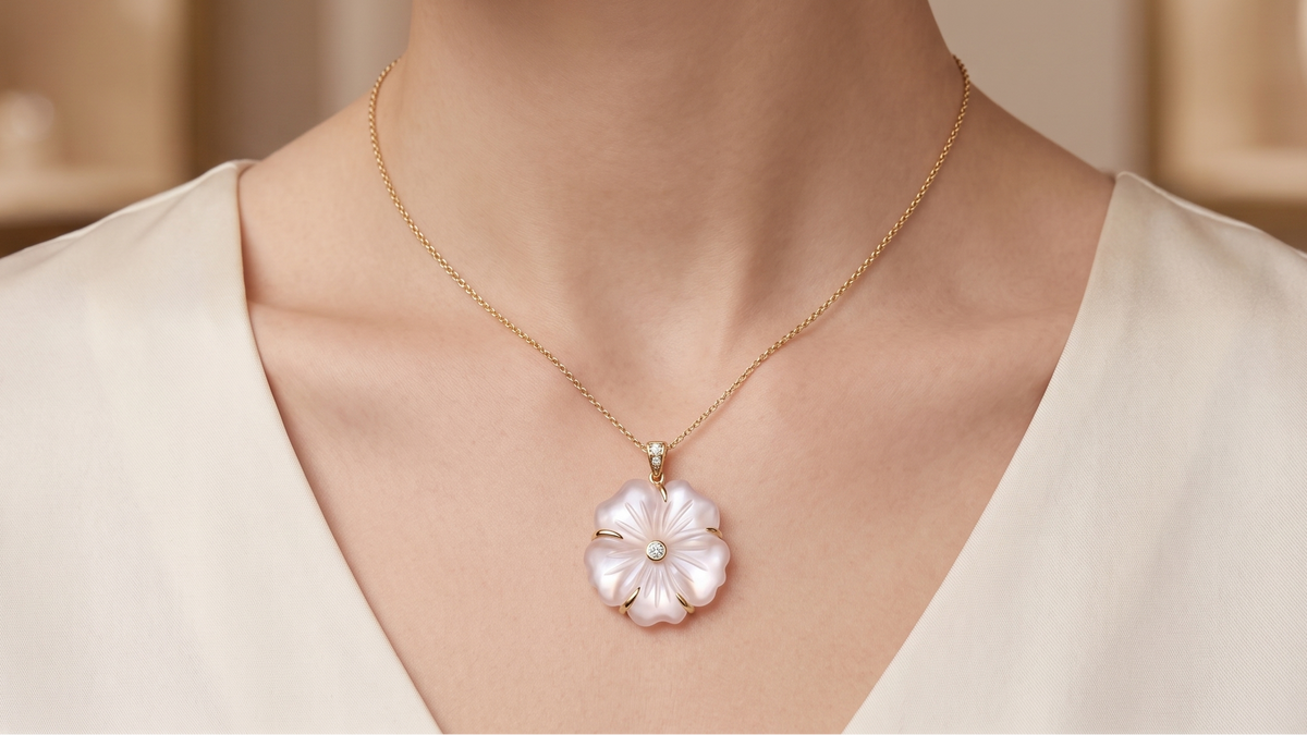 Rose Quartz & Diamond Pendant