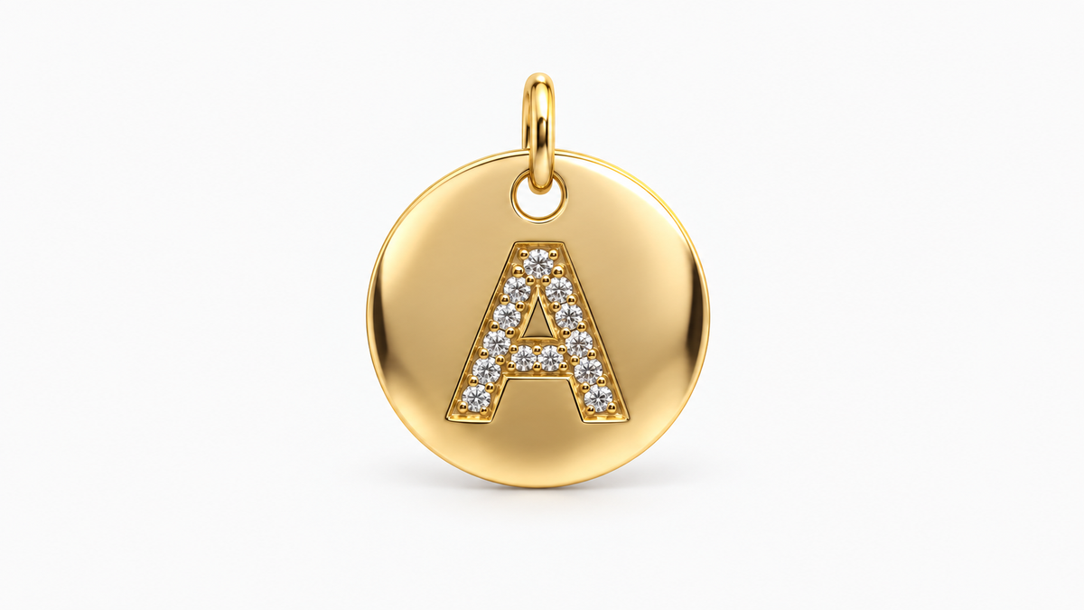 Diamond Initial Disc Pendant