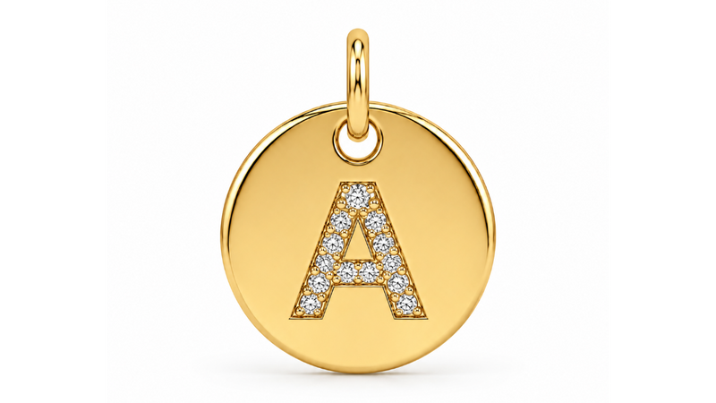 Initial Disc Pendant with Diamonds