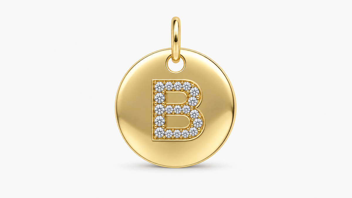 Diamond Initial Disc Pendant