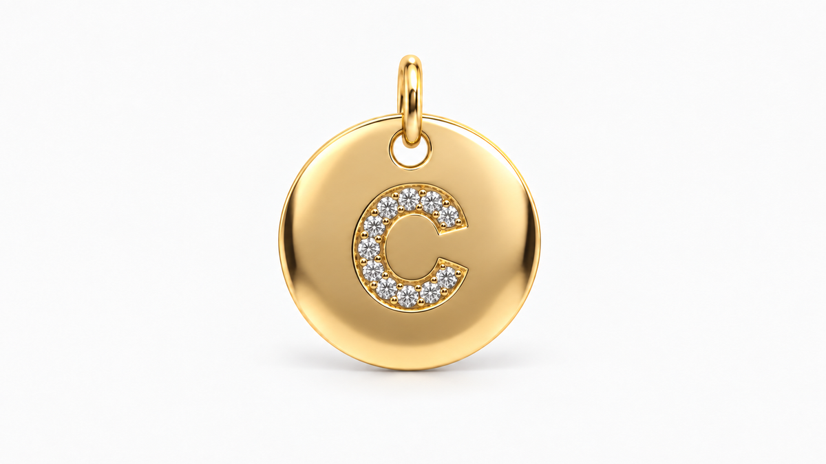 Diamond Initial Disc Pendant