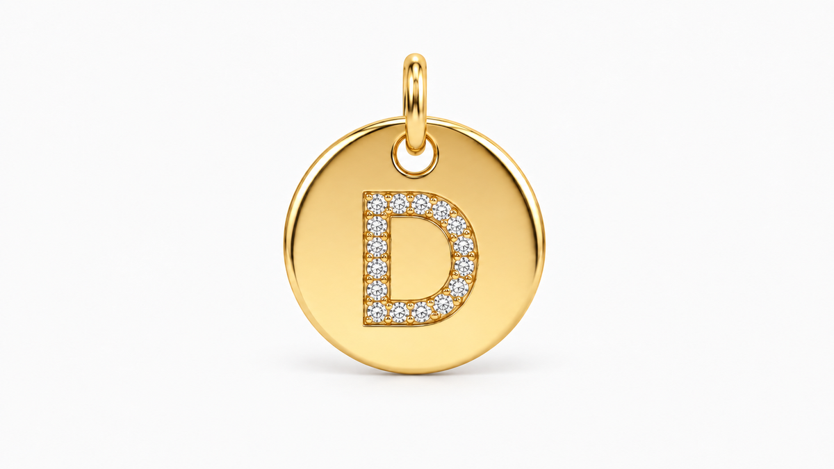 Diamond Initial Disc Pendant