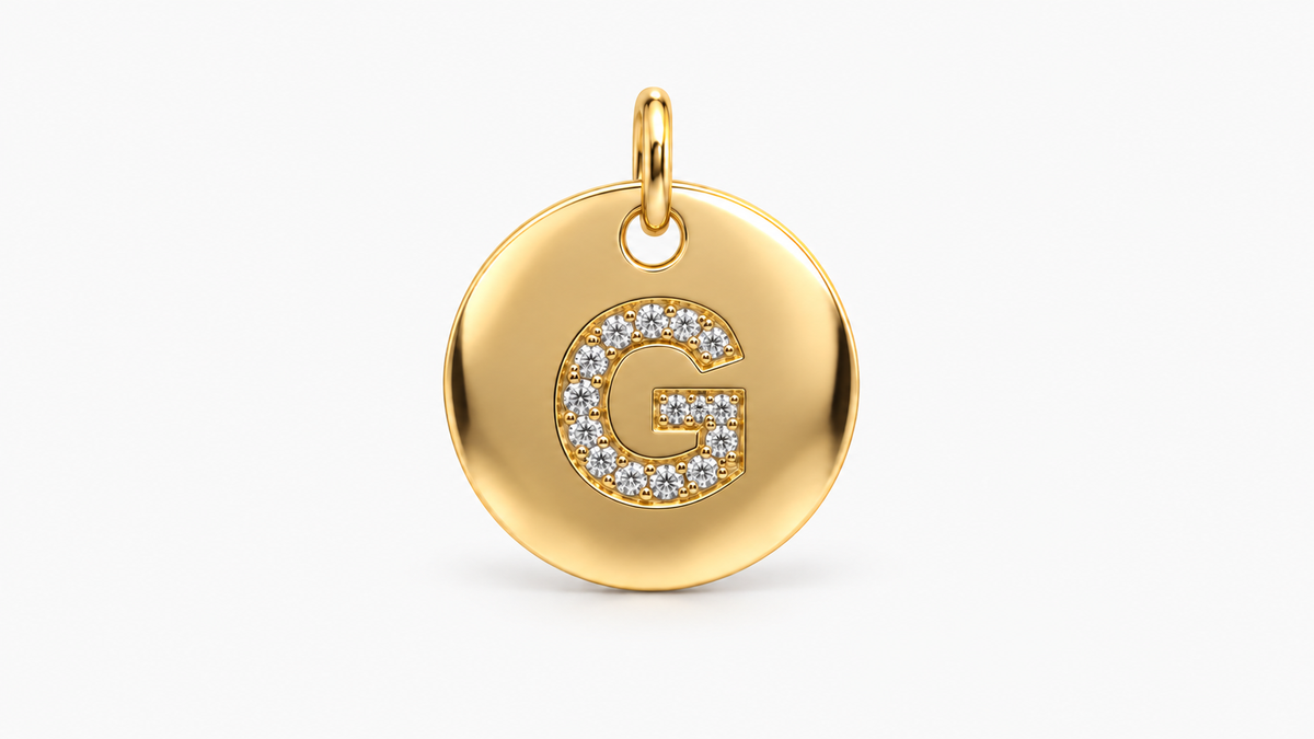 Diamond Initial Disc Pendant