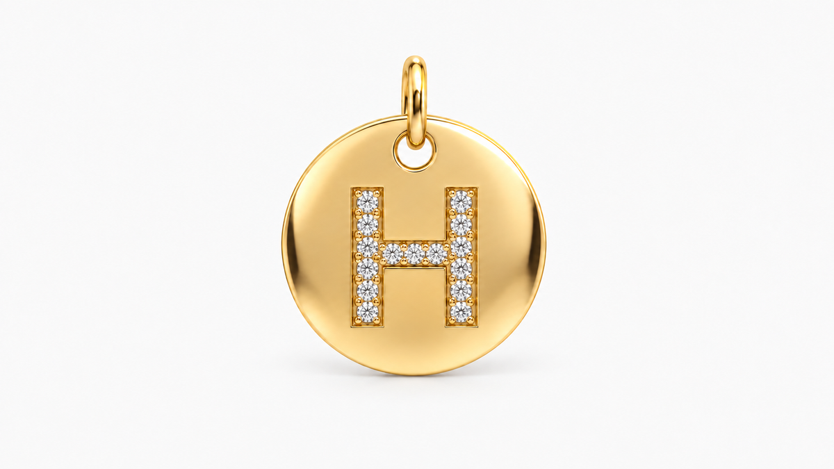 Diamond Initial Disc Pendant