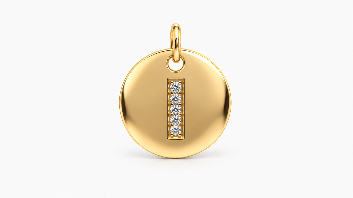 Diamond Initial Disc Pendant