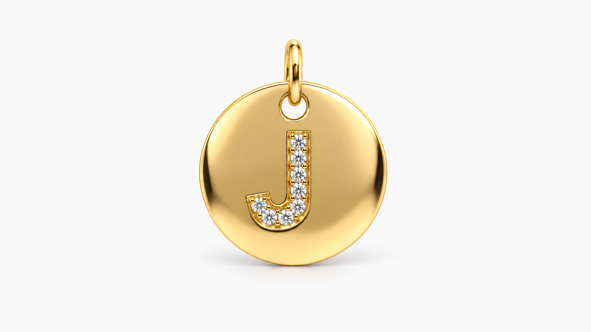 Diamond Initial Disc Pendant